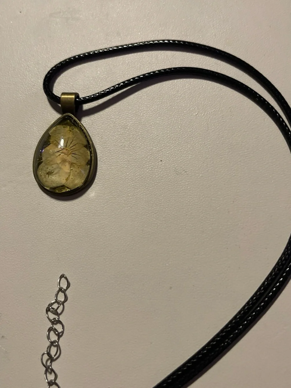 Handcrafted Yellow Floral Teardrop Pendant Necklace